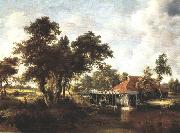 HOBBEMA, Meyndert Wooded Landscape with Water Mill wf USA oil painting artist